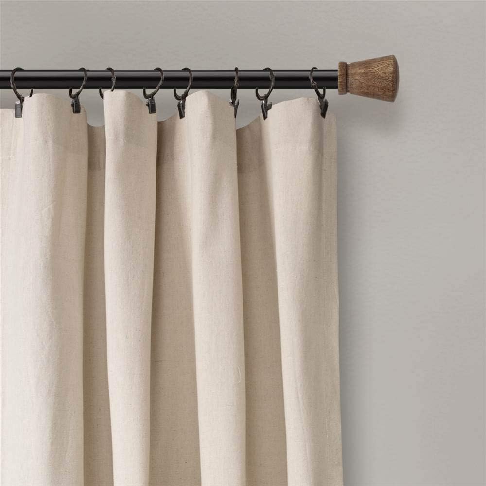 Color Block Linen Button Farmhouse Curtain Single Panel