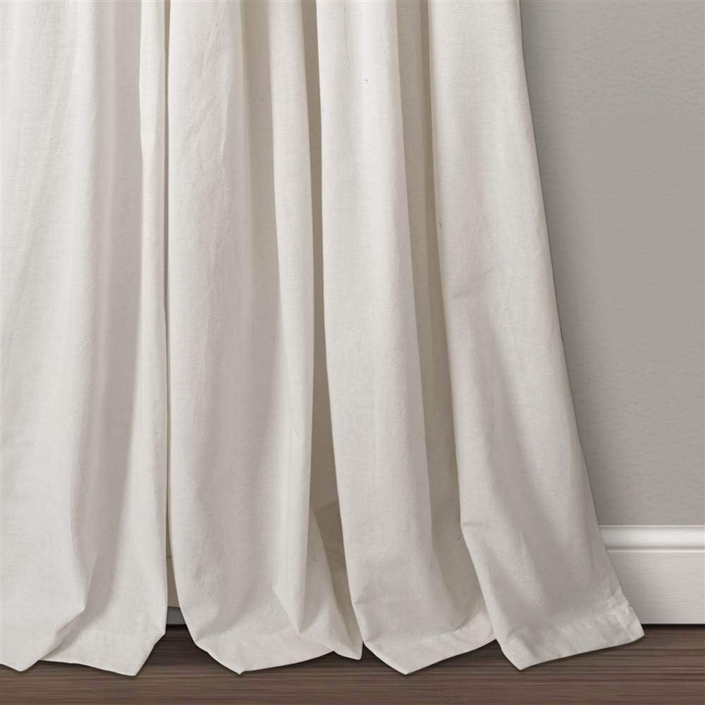 Color Block Linen Button Farmhouse Curtain Single Panel