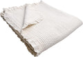 Ivory Frilled Cotton Quilted Coverlet Twin