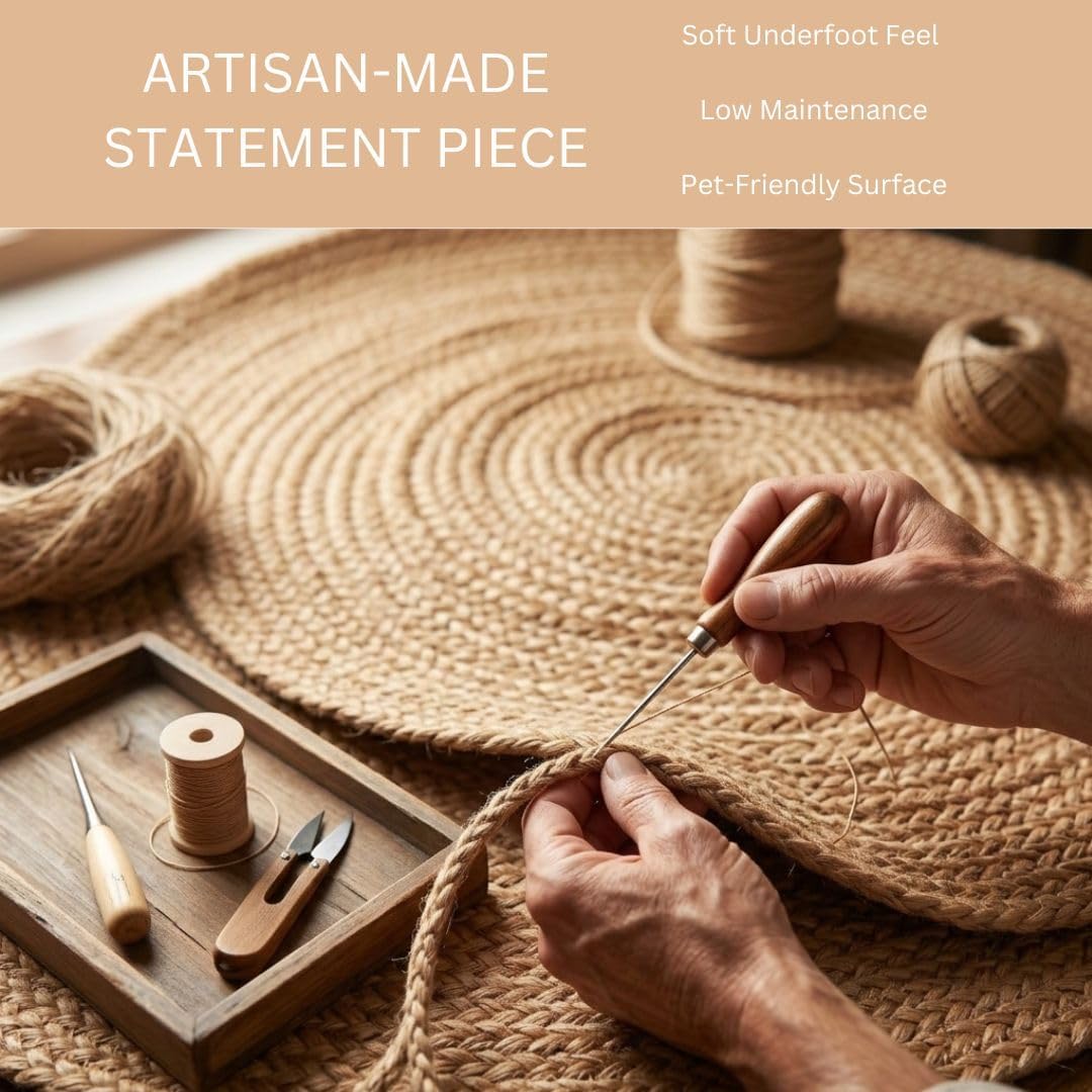Round Jute Braided Farmhouse Rug