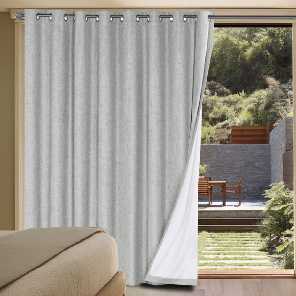 Glacier Gray Linen Blackout Door Curtain