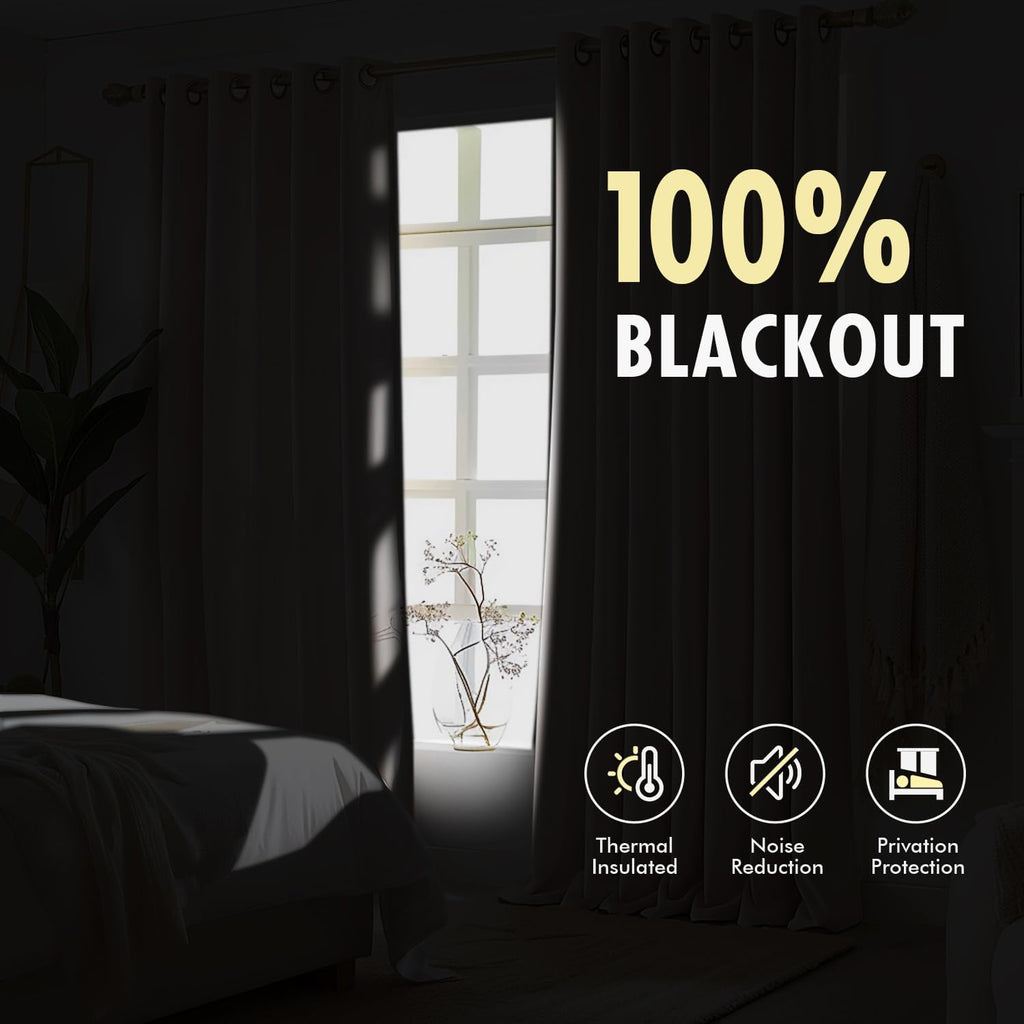Natural Linen Pinch Pleat Blackout Curtains 2 Pack