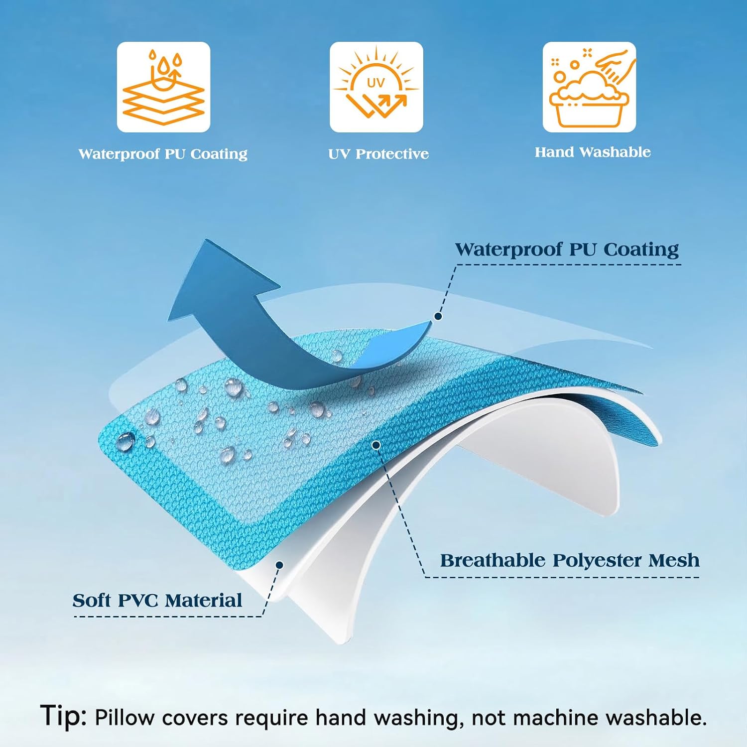 Light Blue Outdoor Pillow Covers 2 Pack