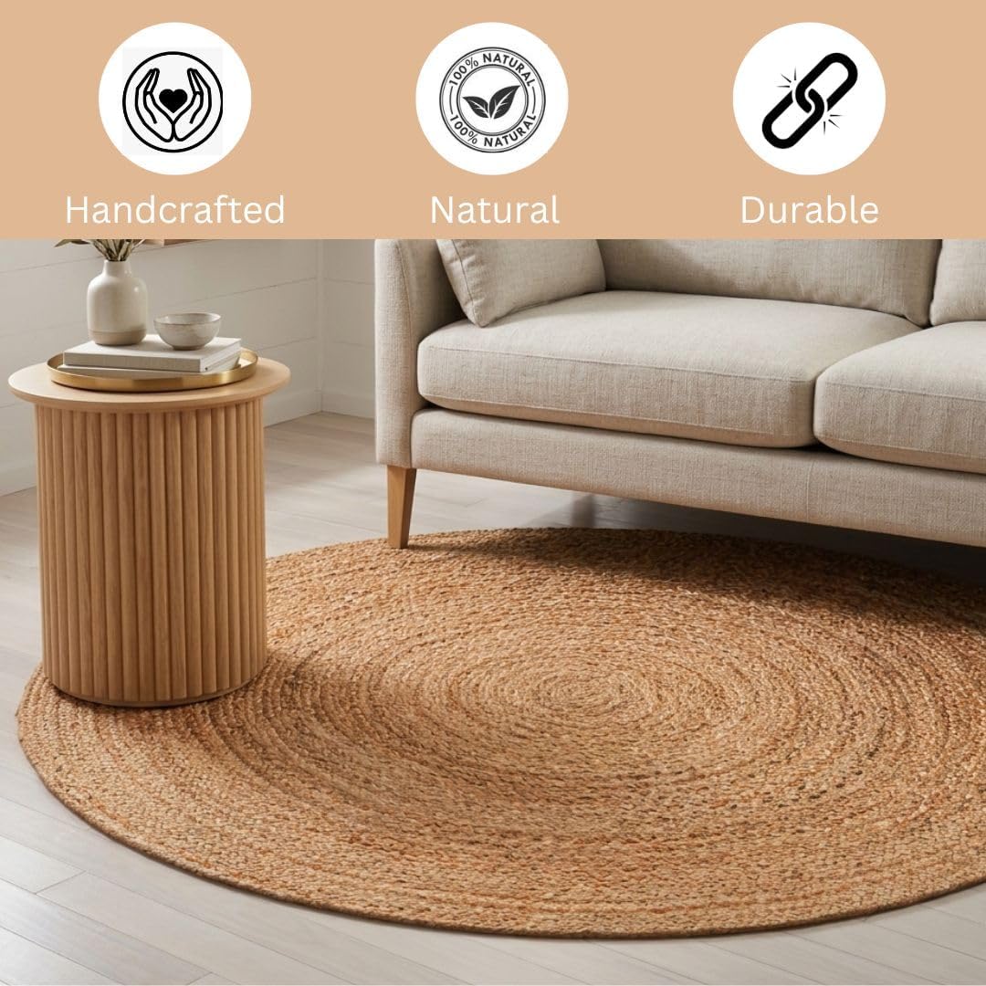 Round Jute Braided Farmhouse Rug