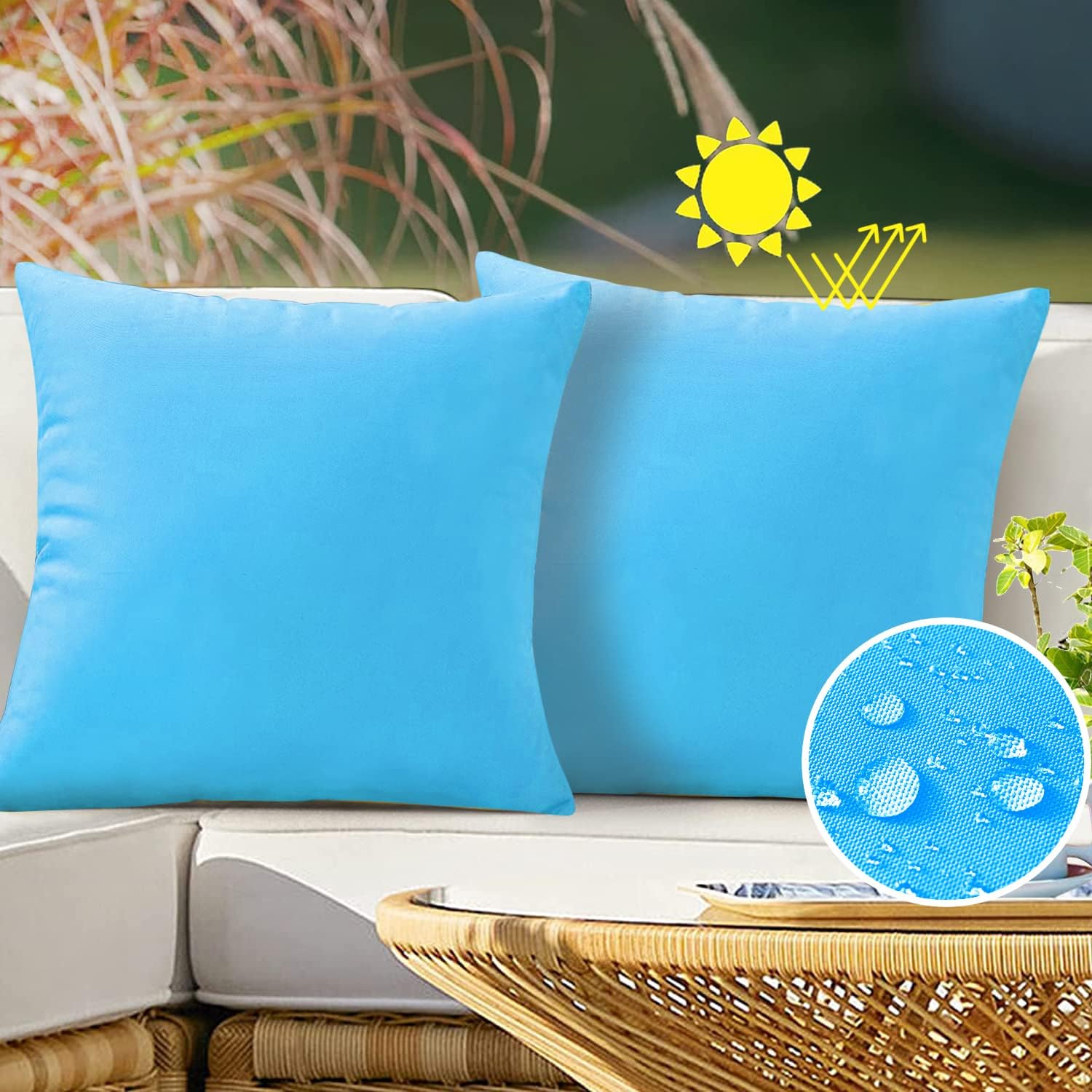 Sky Blue Waterproof Pillow Covers 2 Pack