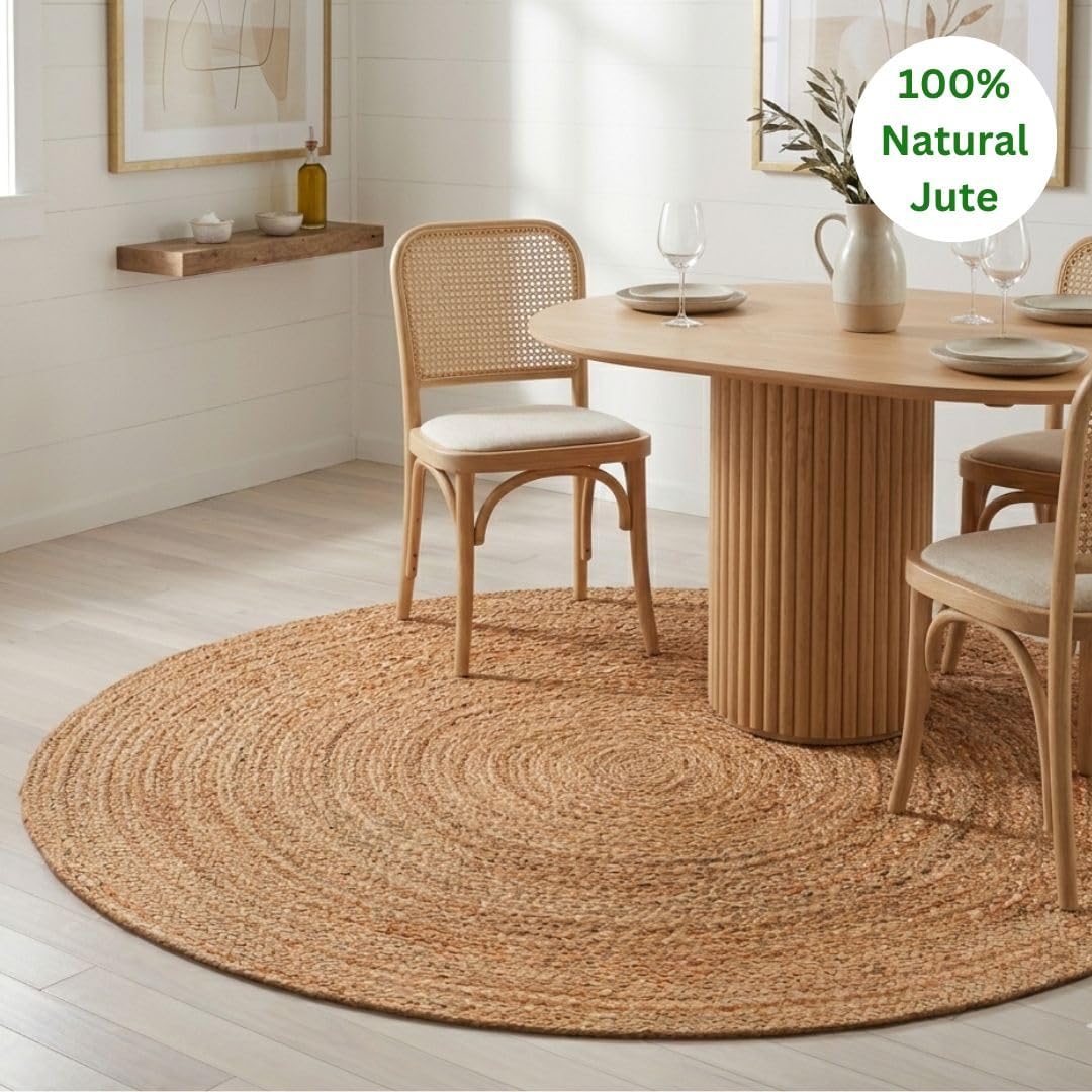 Round Jute Braided Farmhouse Rug