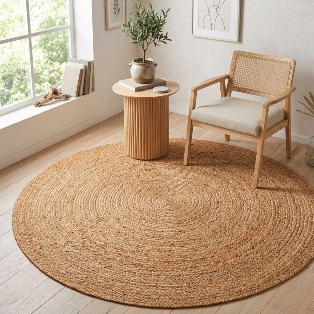 Round Jute Braided Farmhouse Rug