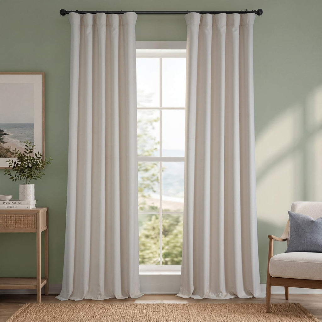 Birch Taupe Faux Linen Room Darkening Curtain 1 Panel