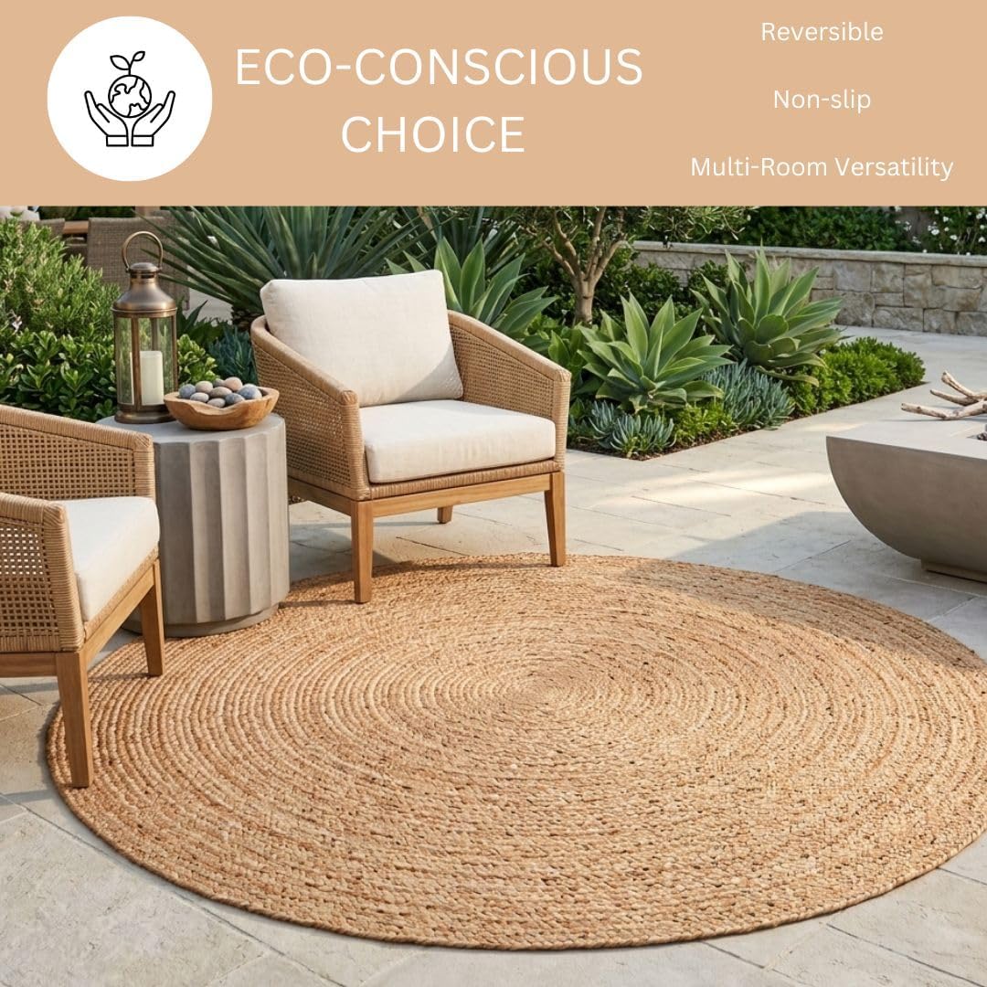 Round Jute Braided Farmhouse Rug
