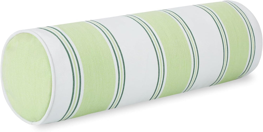 Striped Green Outdoor Bolster Pillow Cover