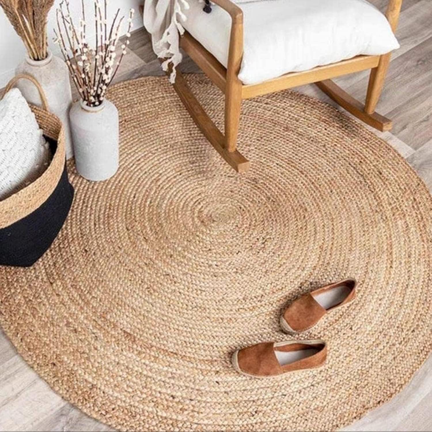 3ft Round Braided Jute Rug
