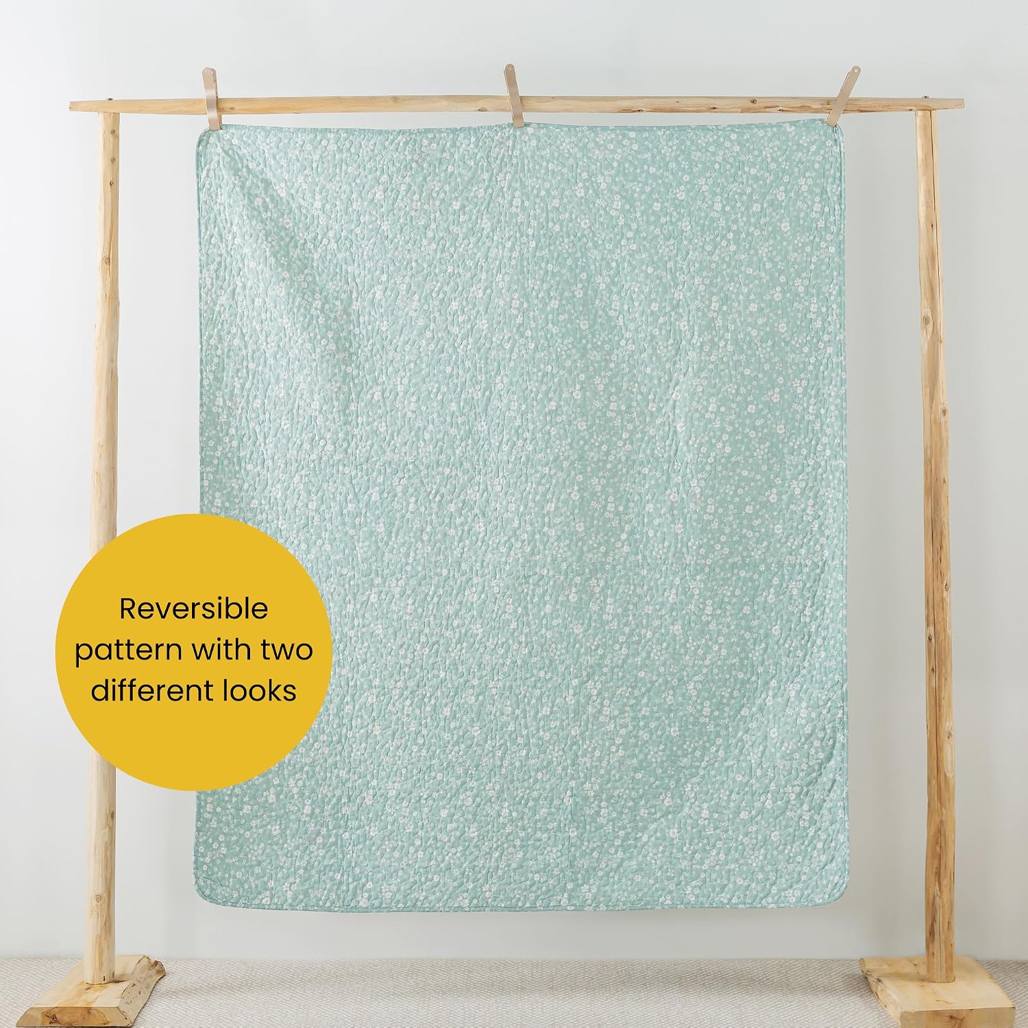 Blue Floral Patchwork Cotton Throw Blanket