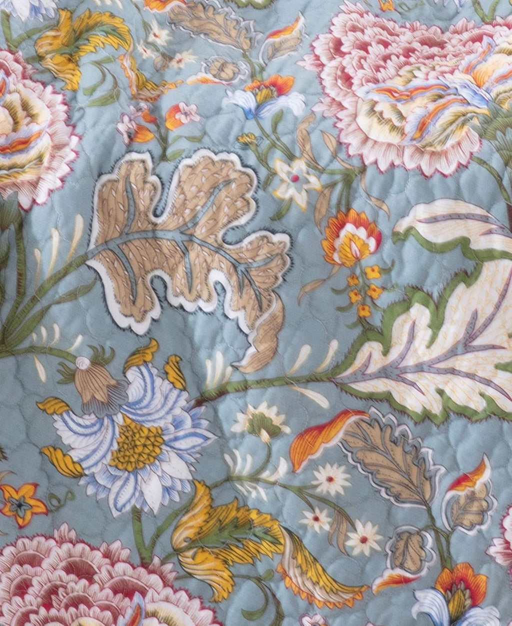 Blue Grey Coral Reversible Floral Throw Blanket