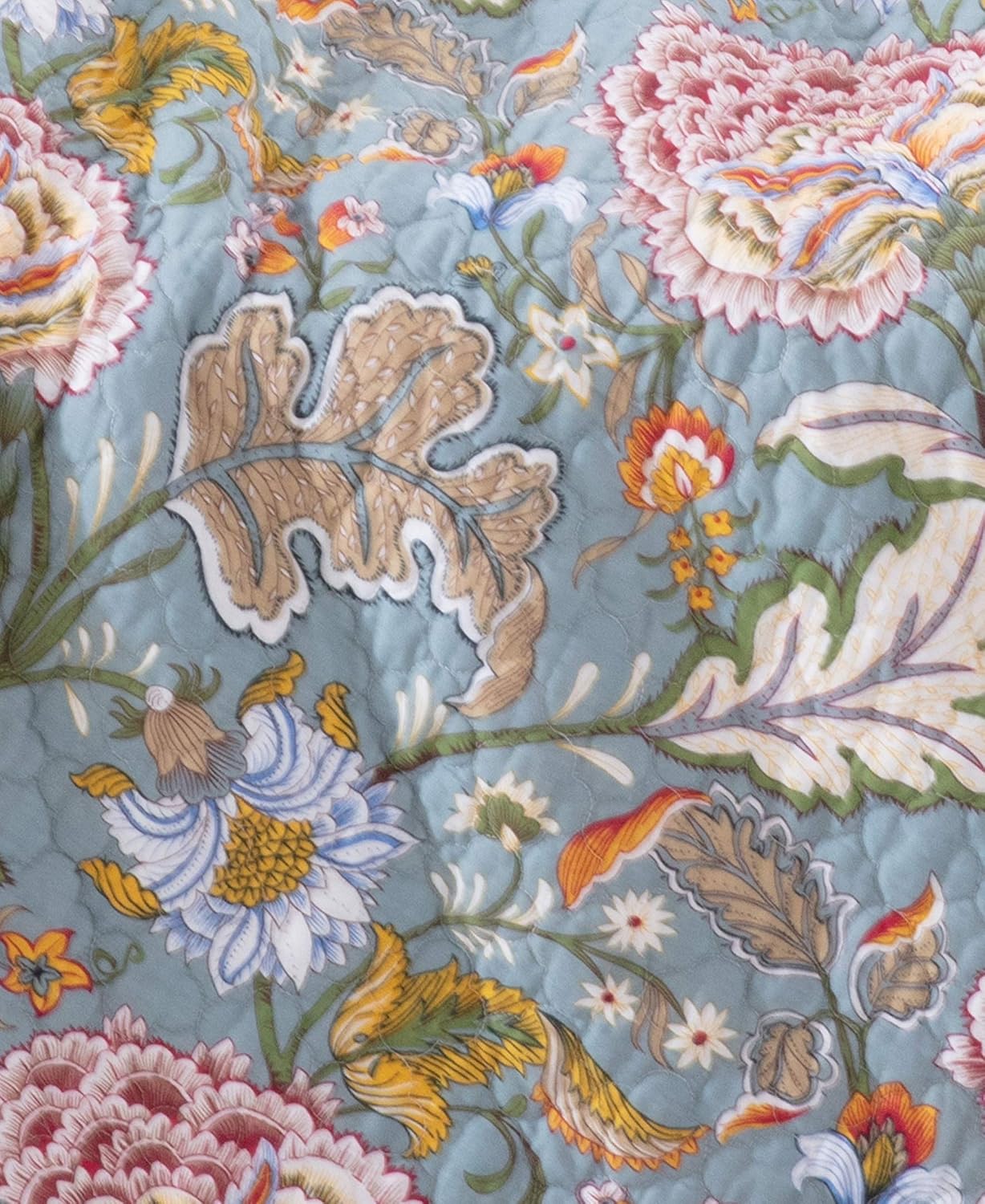 Blue Grey Coral Reversible Floral Throw Blanket