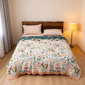 90x90 Floral Cotton Quilted Throw Blanket