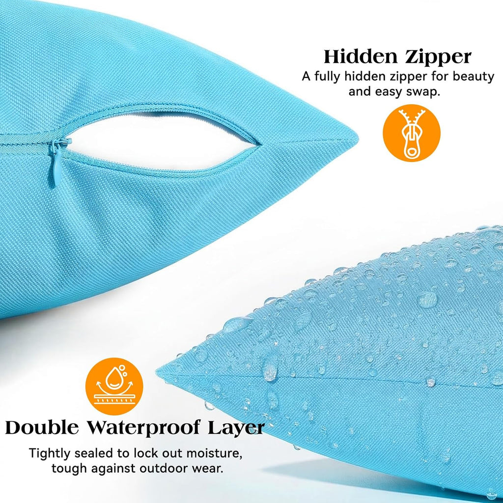 Light Blue Outdoor Pillow Covers 2 Pack
