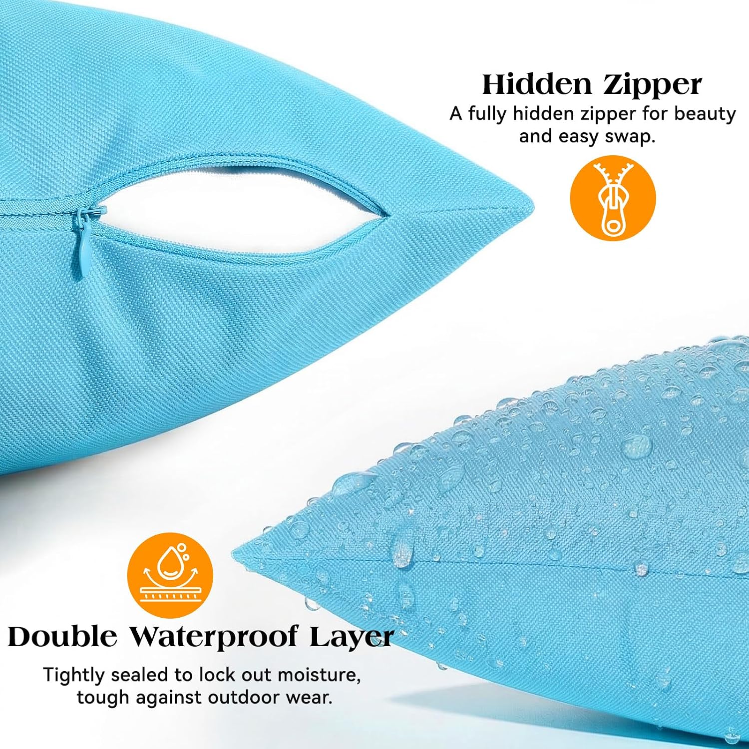 Light Blue Outdoor Pillow Covers 2 Pack