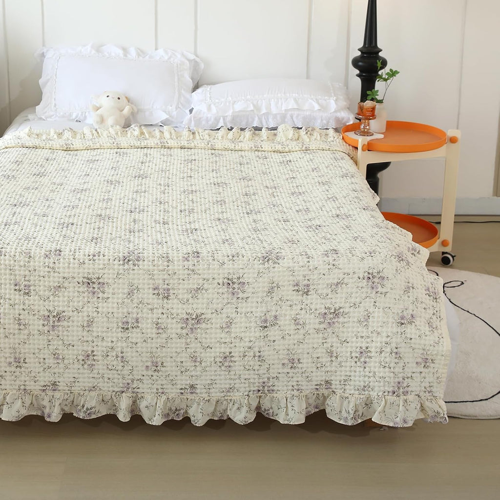 Smoke Gray Cotton Thermal Blanket Queen Size
