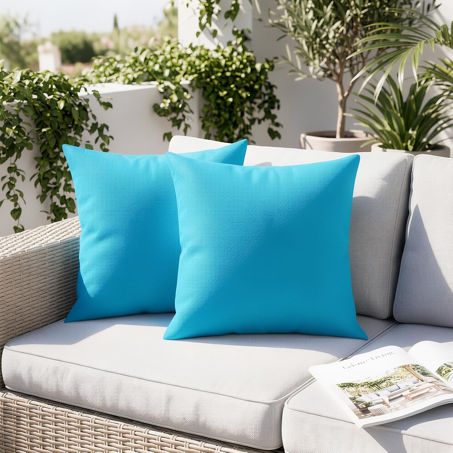 Light Blue Outdoor Pillow Covers 2 Pack