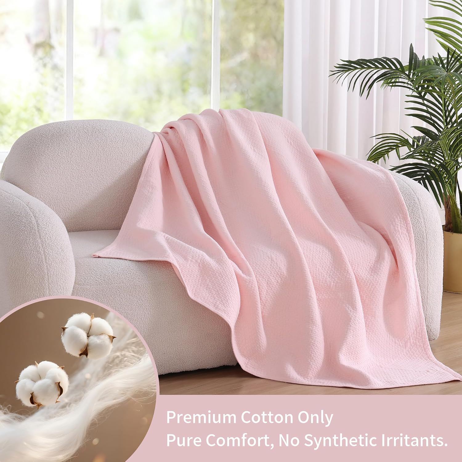 Textured Cotton All Season Throw Blanket