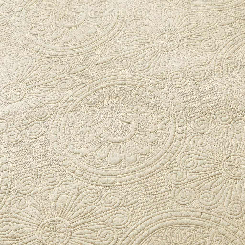 Beige Sunflower Cotton Quilted Throw Blanket