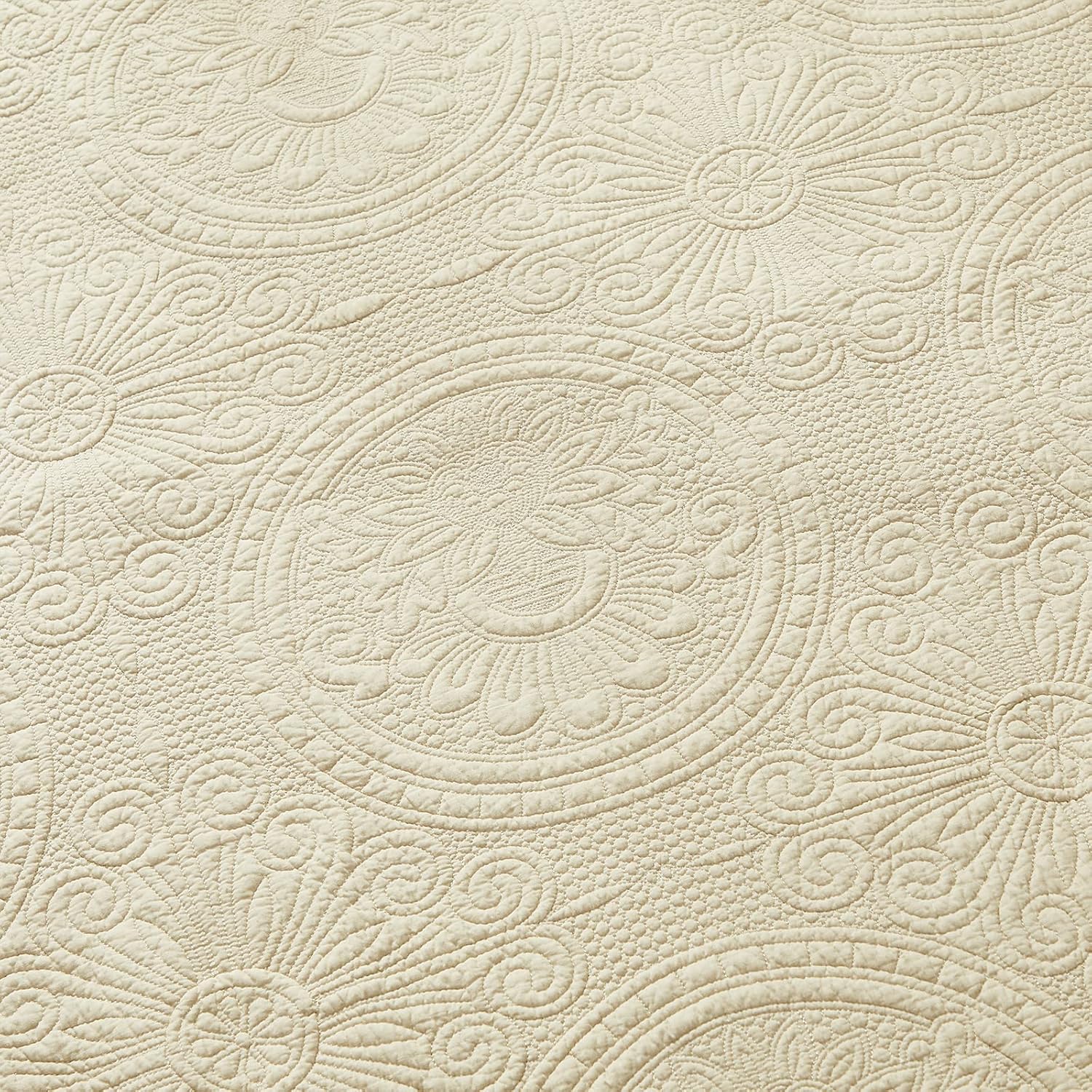 Beige Sunflower Cotton Quilted Throw Blanket