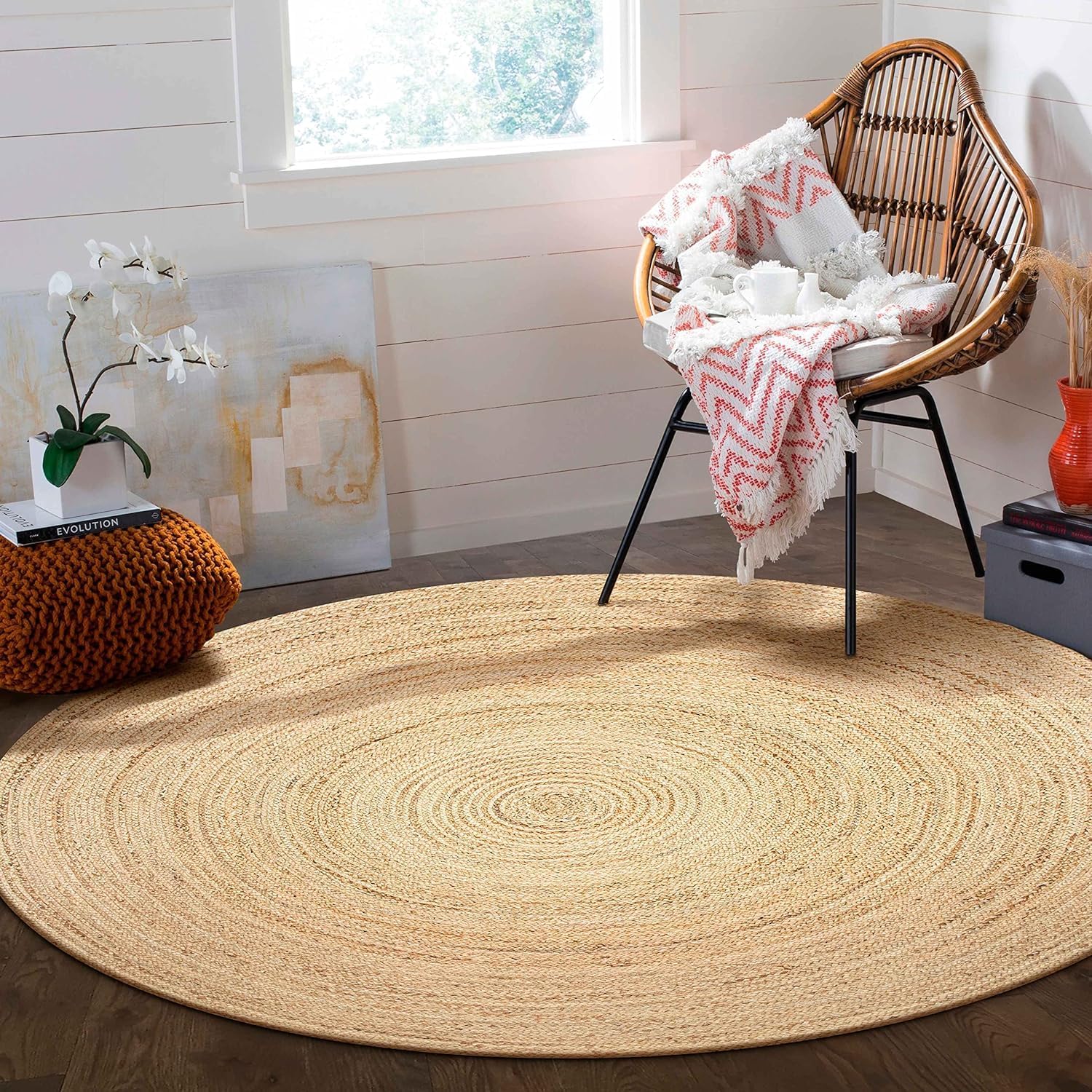 3ft Round Braided Jute Rug