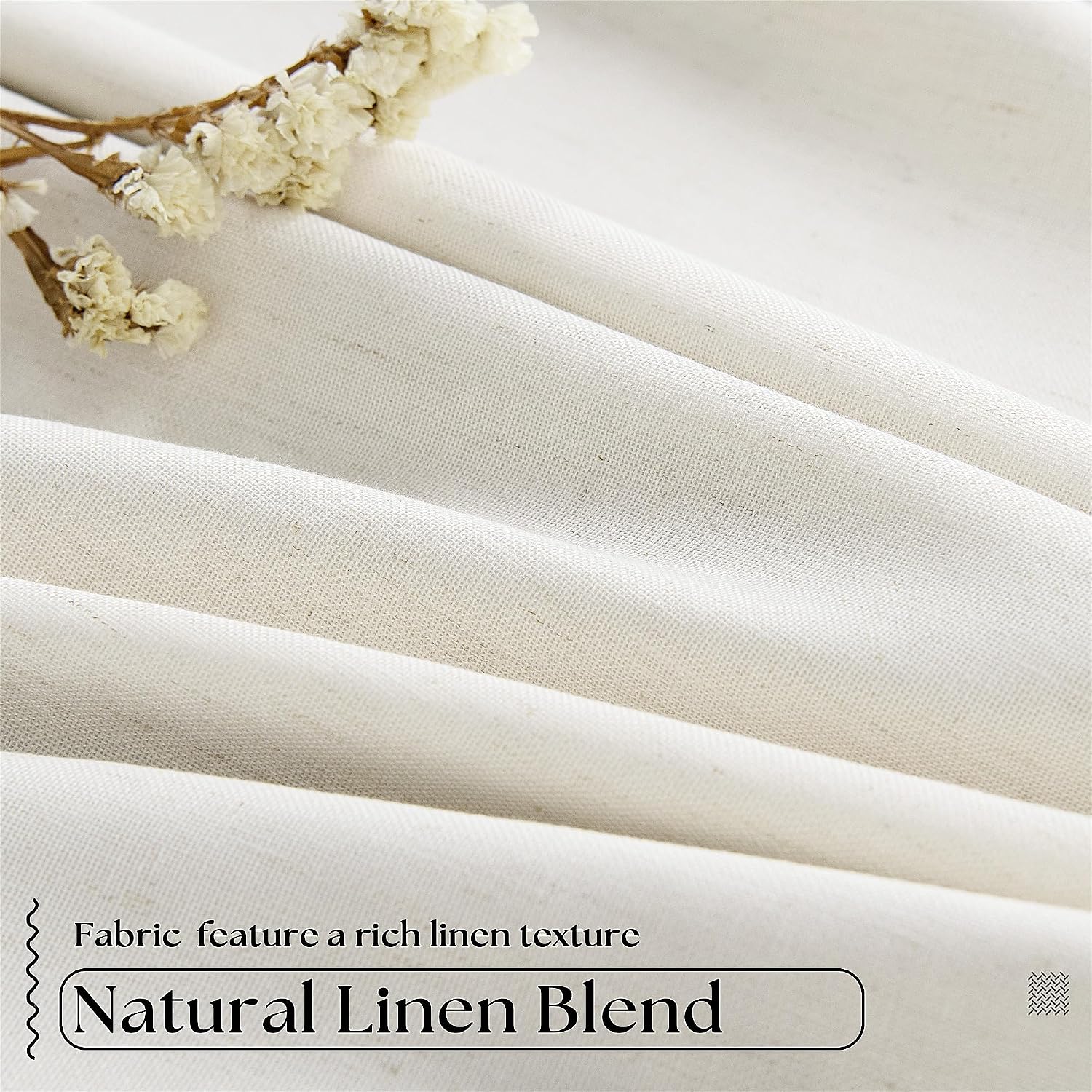 Natural Cream Pinch Pleat Linen Blackout Curtains 2 Pack
