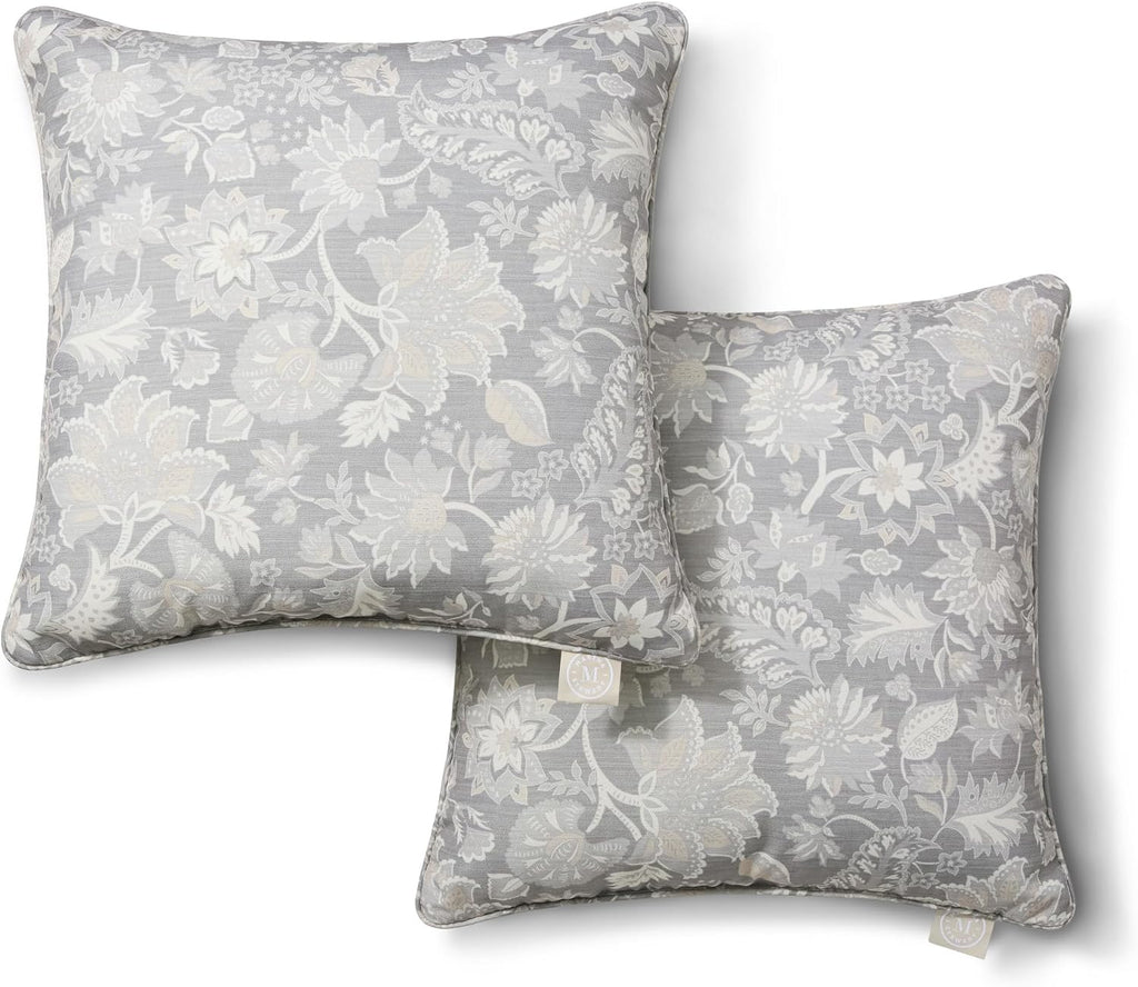 Floral Grey Outdoor Pillows 2 Pack
