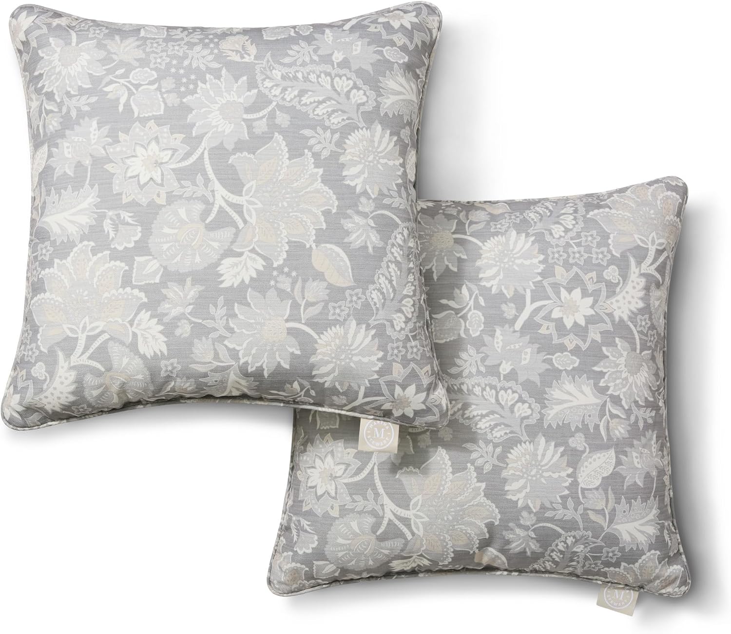 Floral Grey Outdoor Pillows 2 Pack