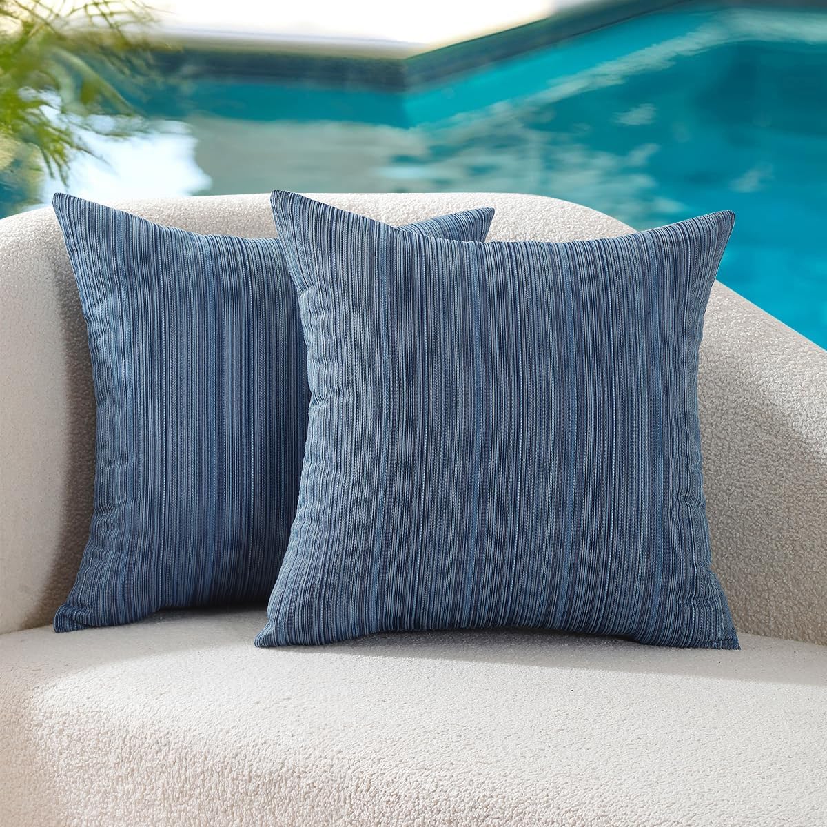 Blue Stripe Chenille Pillow Covers 2 Pack
