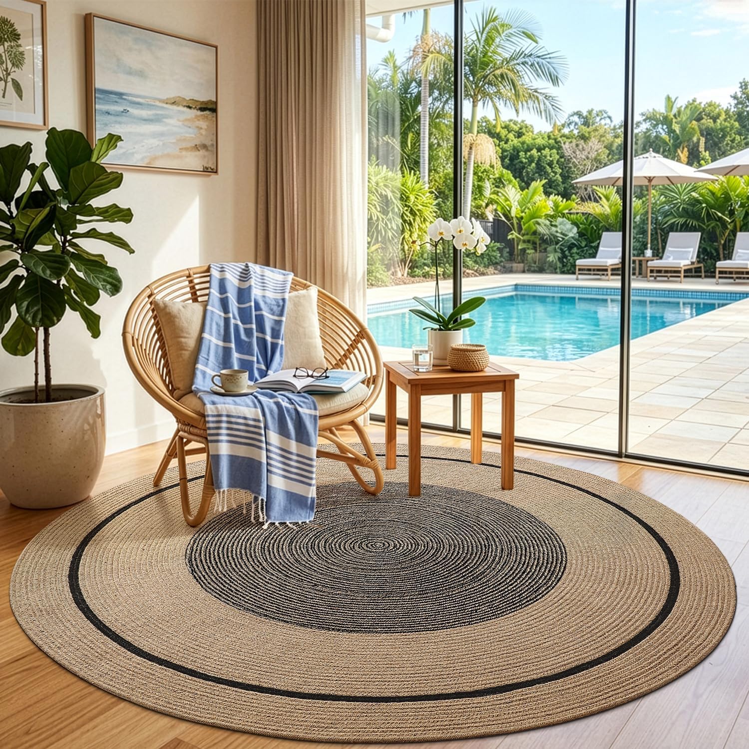 Round Braided Jute Rug 4ft