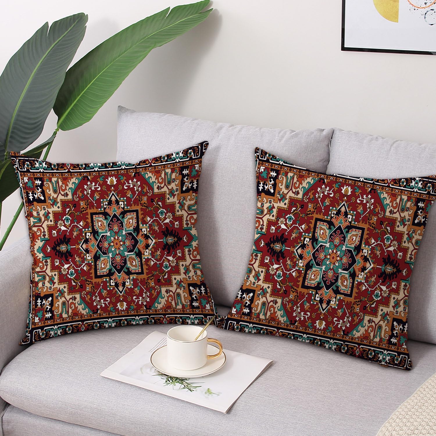 Geometric Boho Outdoor Pillow Covers 2 Pack