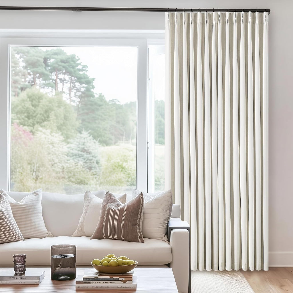 Natural Cream Pinch Pleat Linen Blackout Curtains 2 Pack