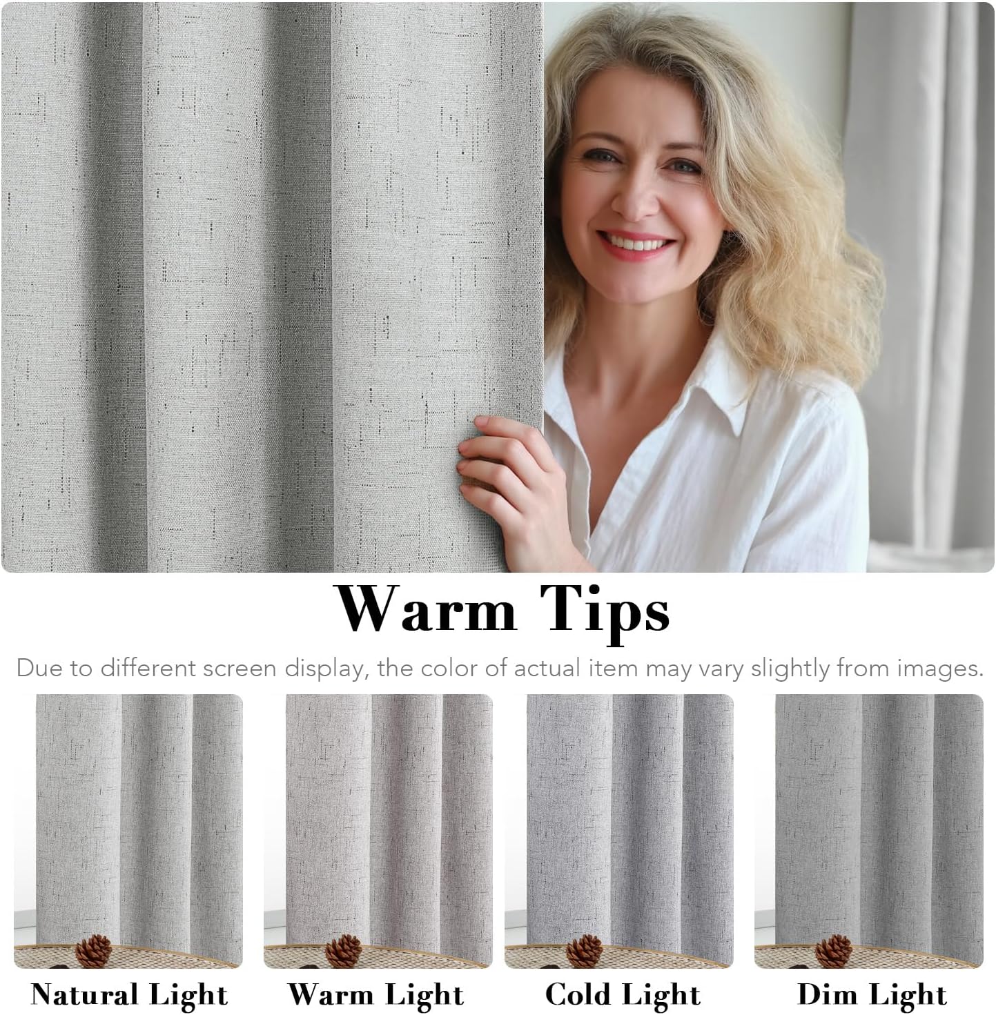 Glacier Gray Linen Blackout Door Curtain