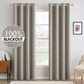 Greige Linen Blackout Grommet Curtains 2 Pack