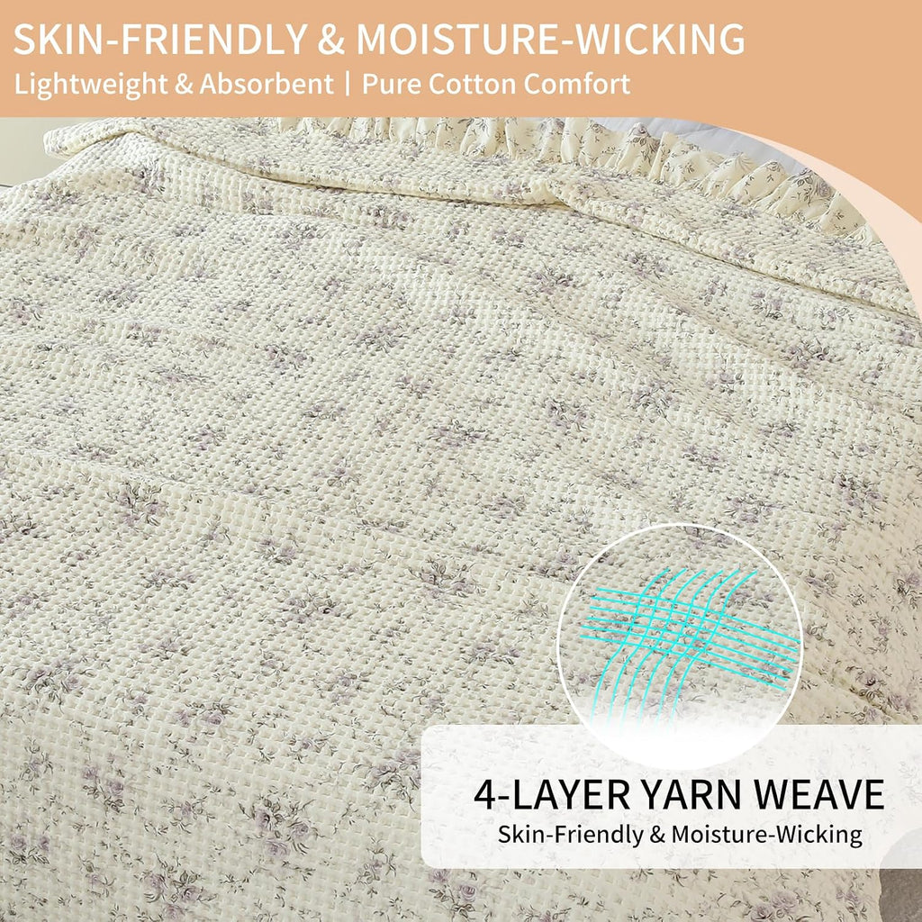 Smoke Gray Cotton Thermal Blanket Queen Size