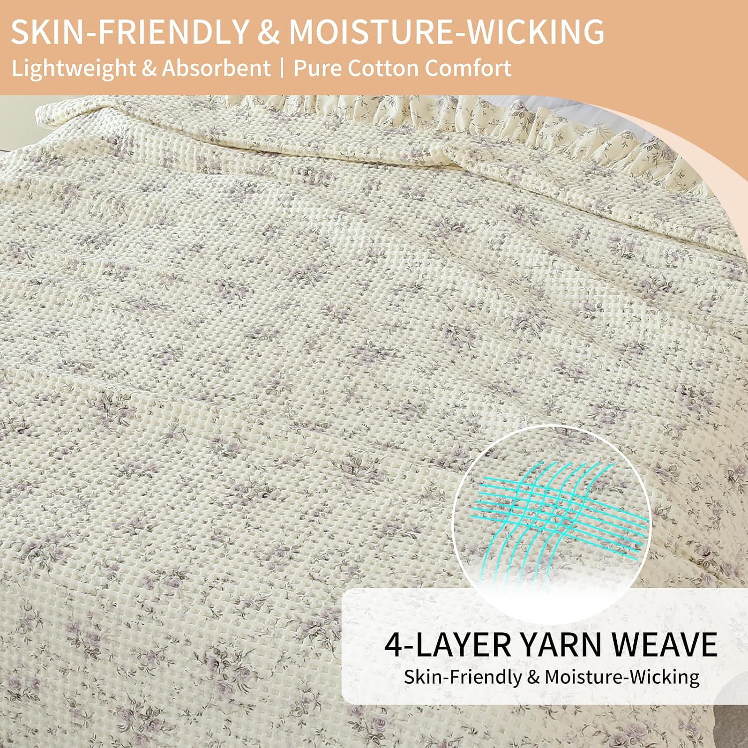 Smoke Gray Cotton Thermal Blanket Queen Size