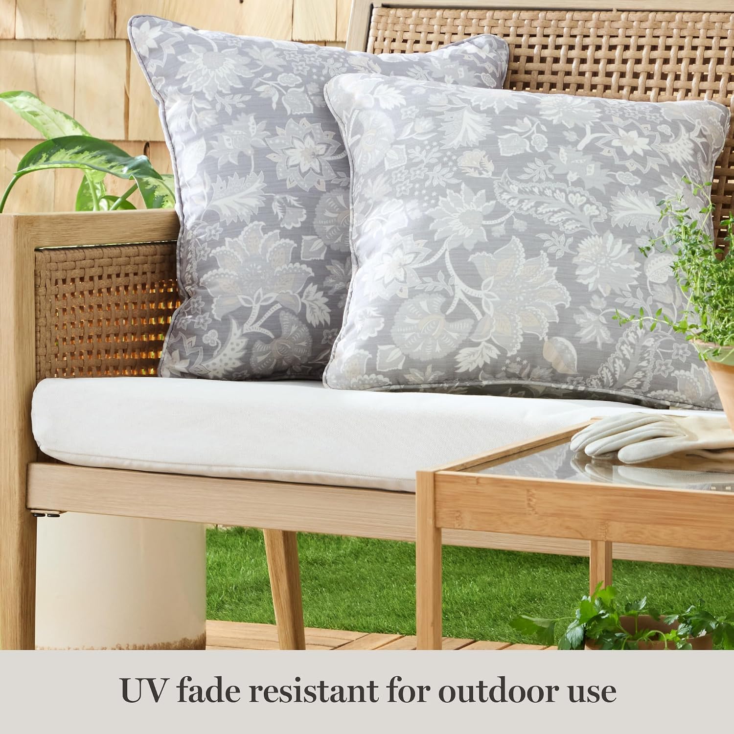 Floral Grey Outdoor Pillows 2 Pack