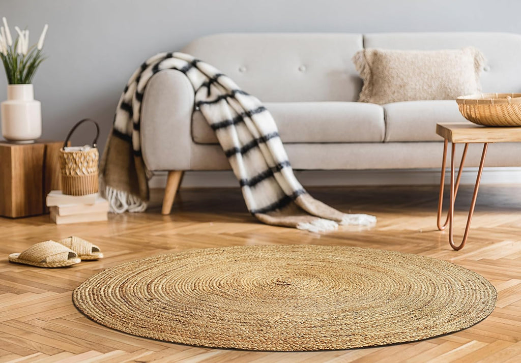4ft Round Braided Jute Rug