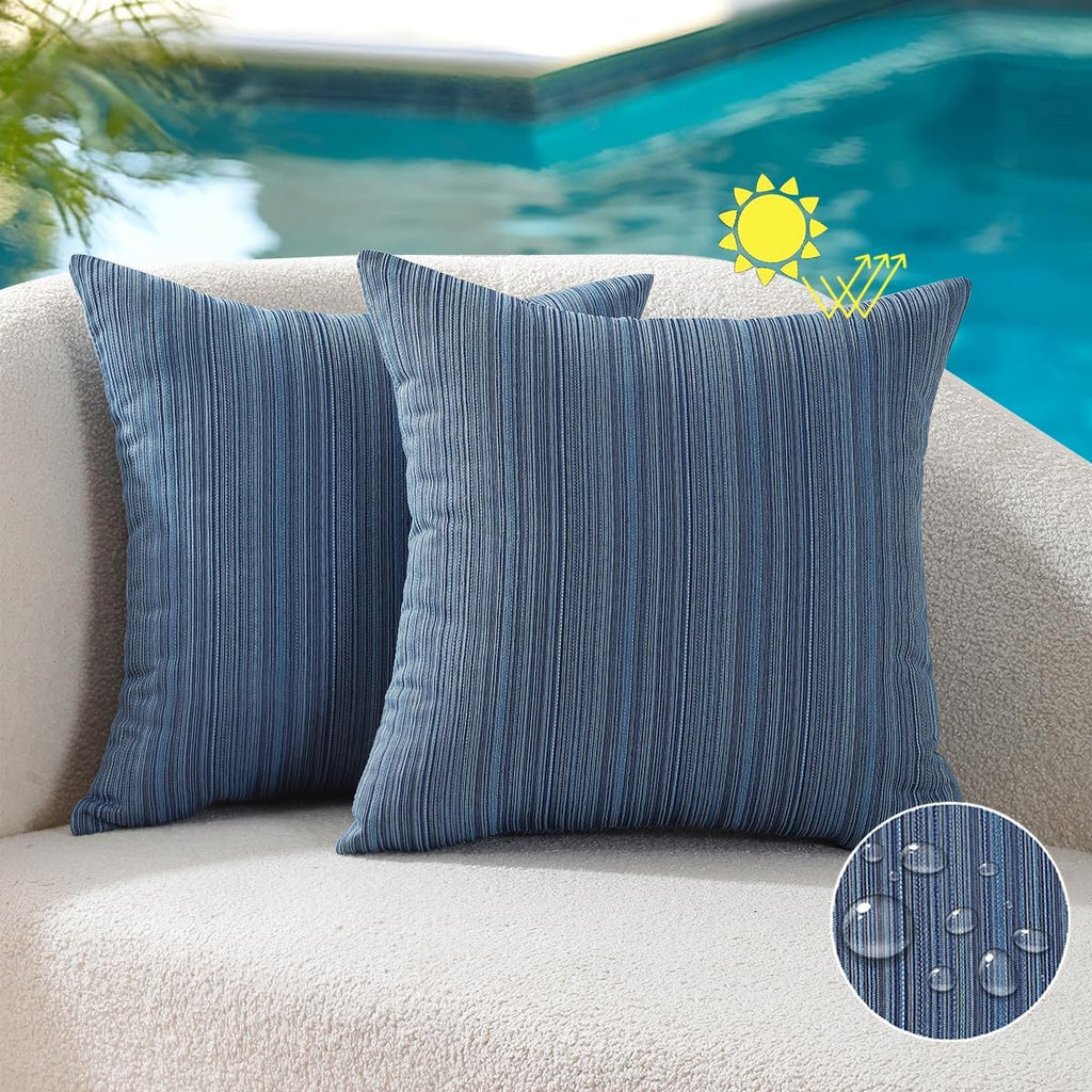 Blue Stripe Chenille Pillow Covers 2 Pack
