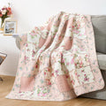 Pink Floral Ruffle Cotton Throw Blanket