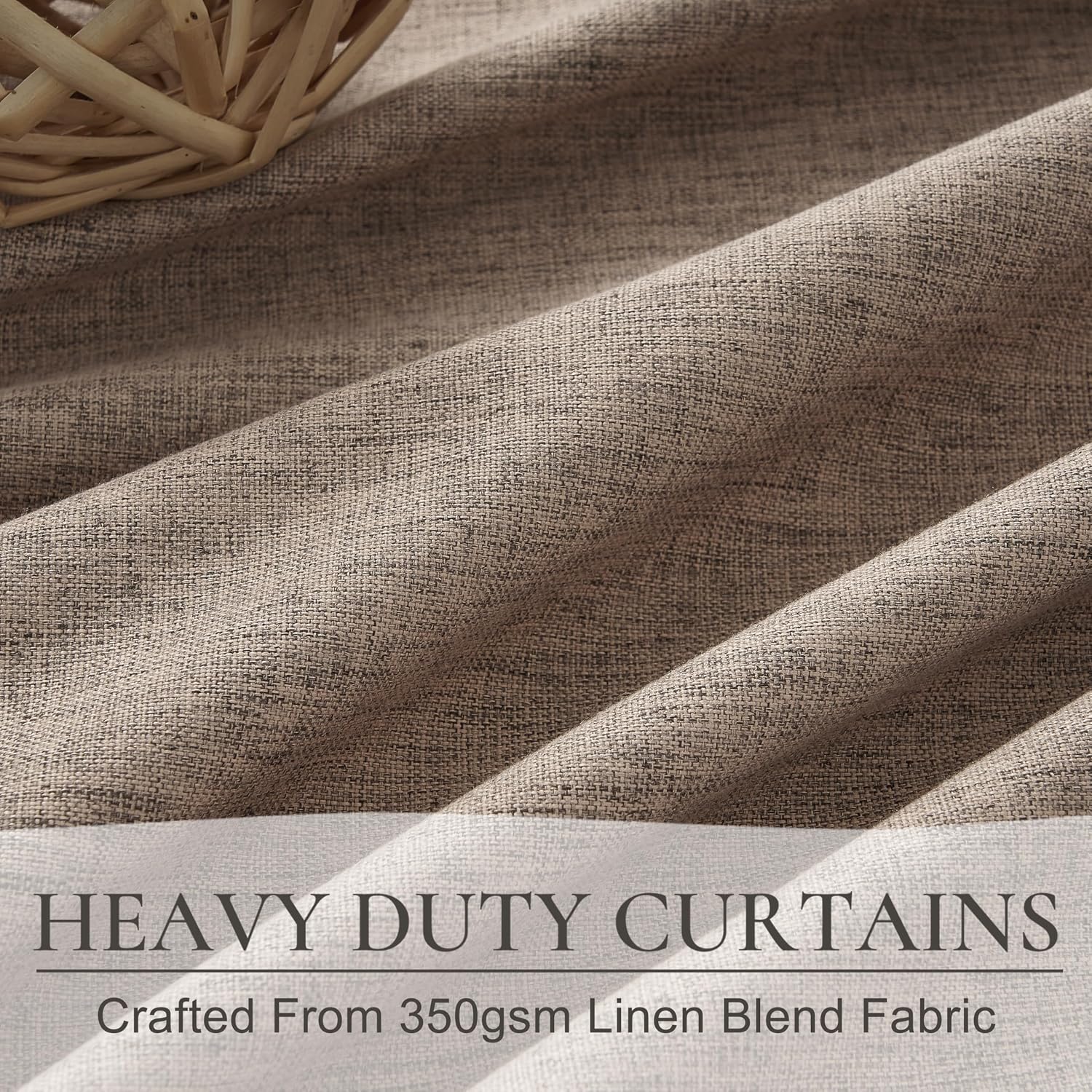 Dark Flax Linen Blackout Curtains 2 Pack