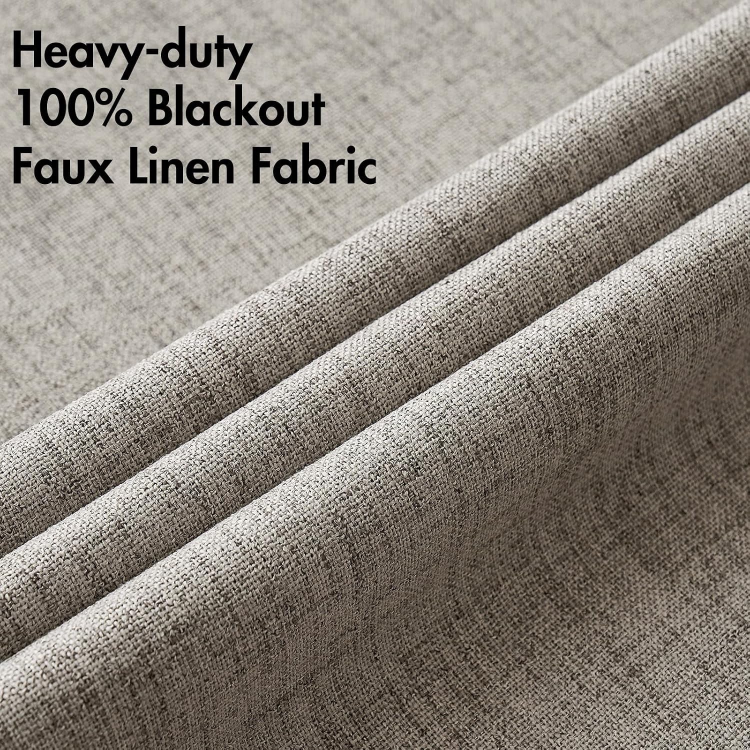 Greige Linen Blackout Grommet Curtains 2 Pack