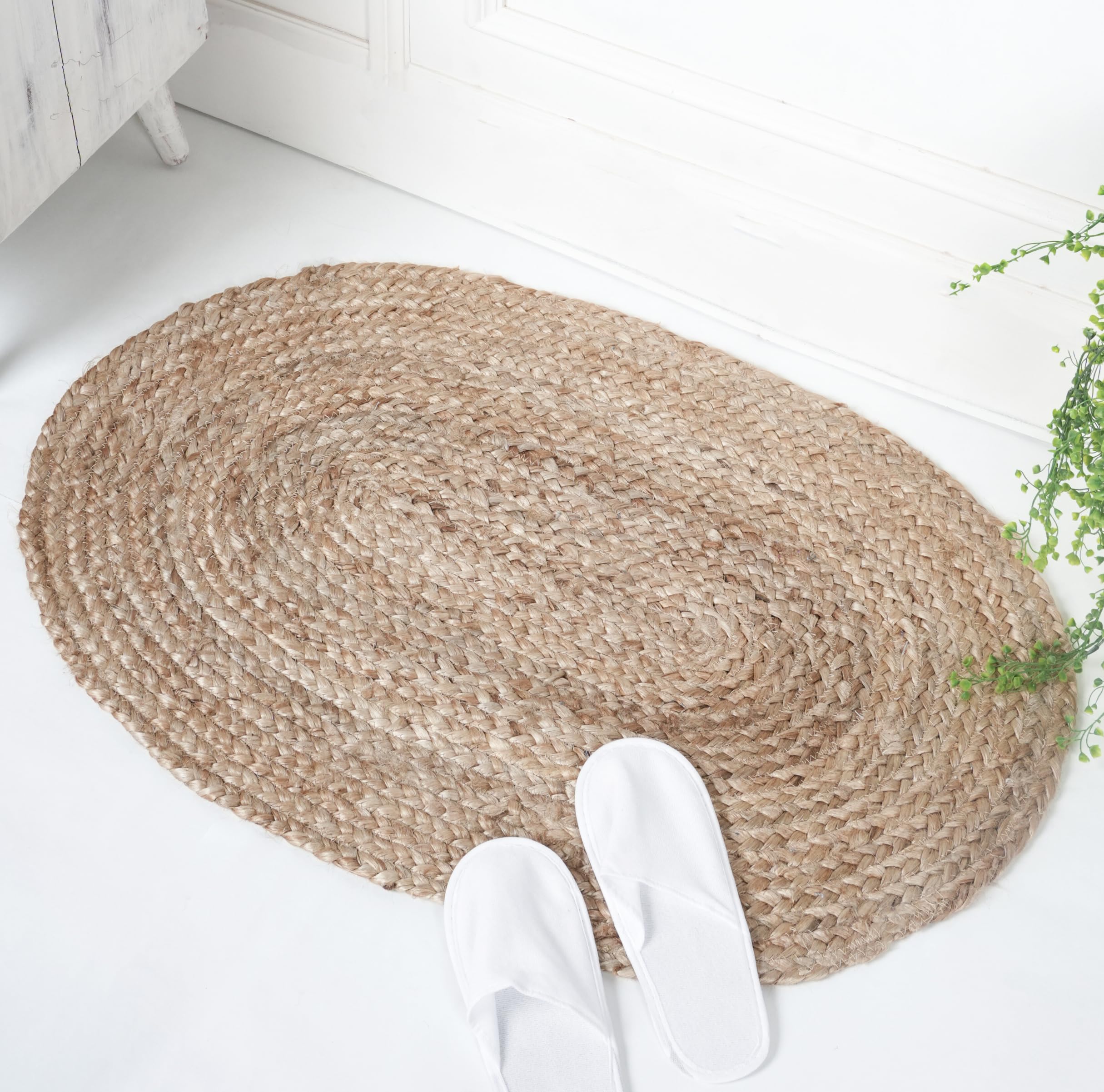 Oval Braided Jute Rug 3x5