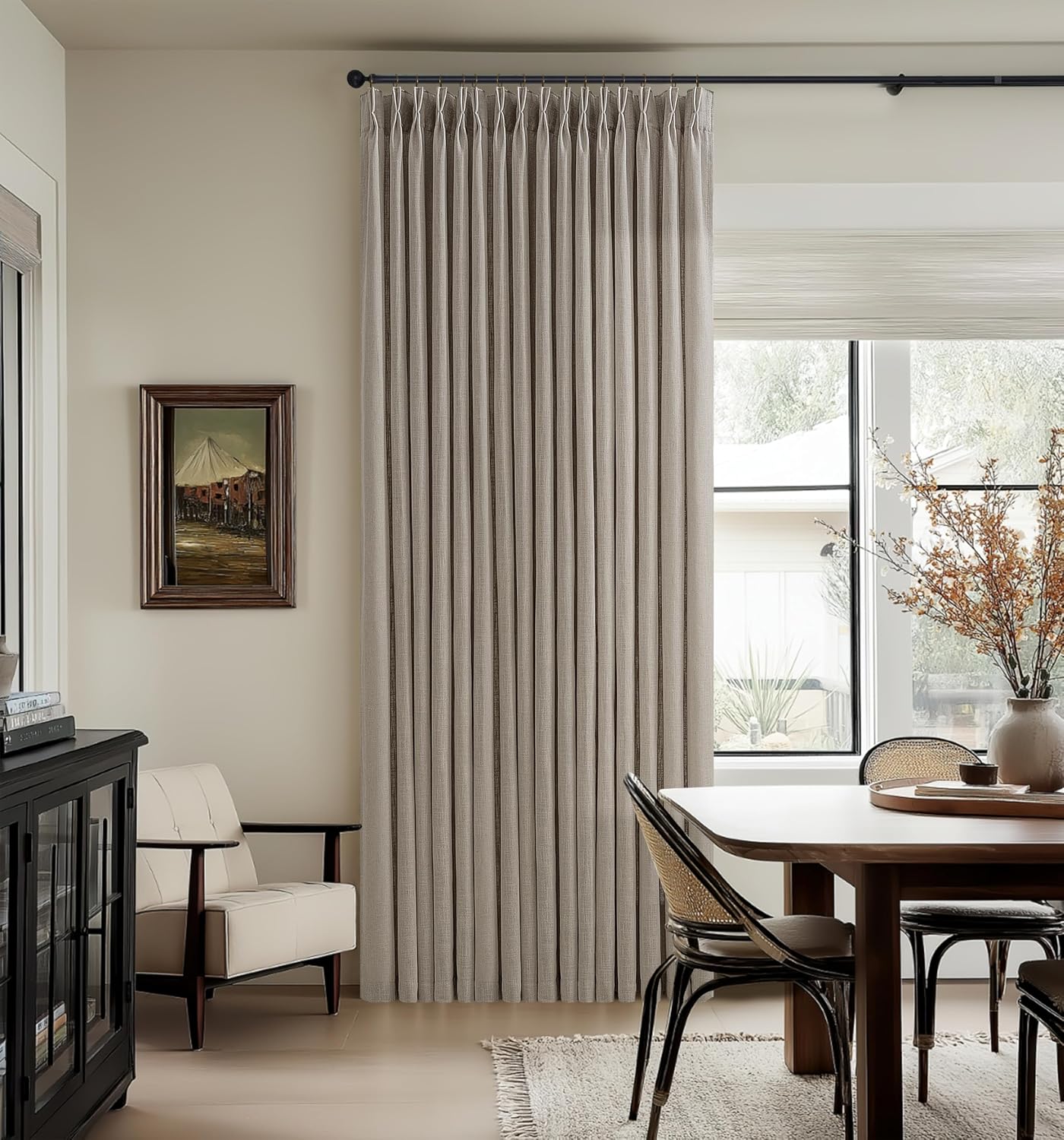 Taupe Flax Linen Pinch Pleat Curtains 2 Pack