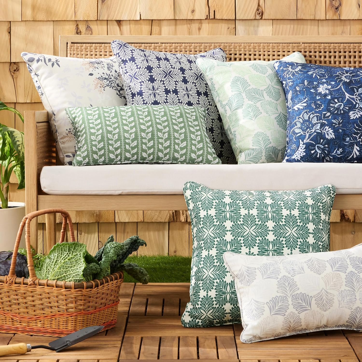 Floral Grey Outdoor Pillows 2 Pack