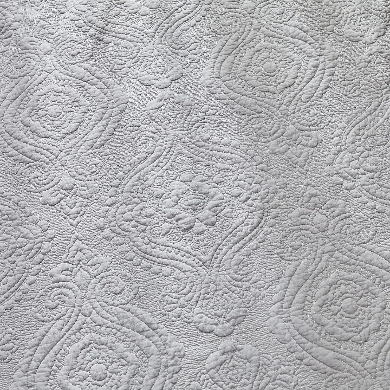 Grey Damask Cotton Quilted Throw Blanket