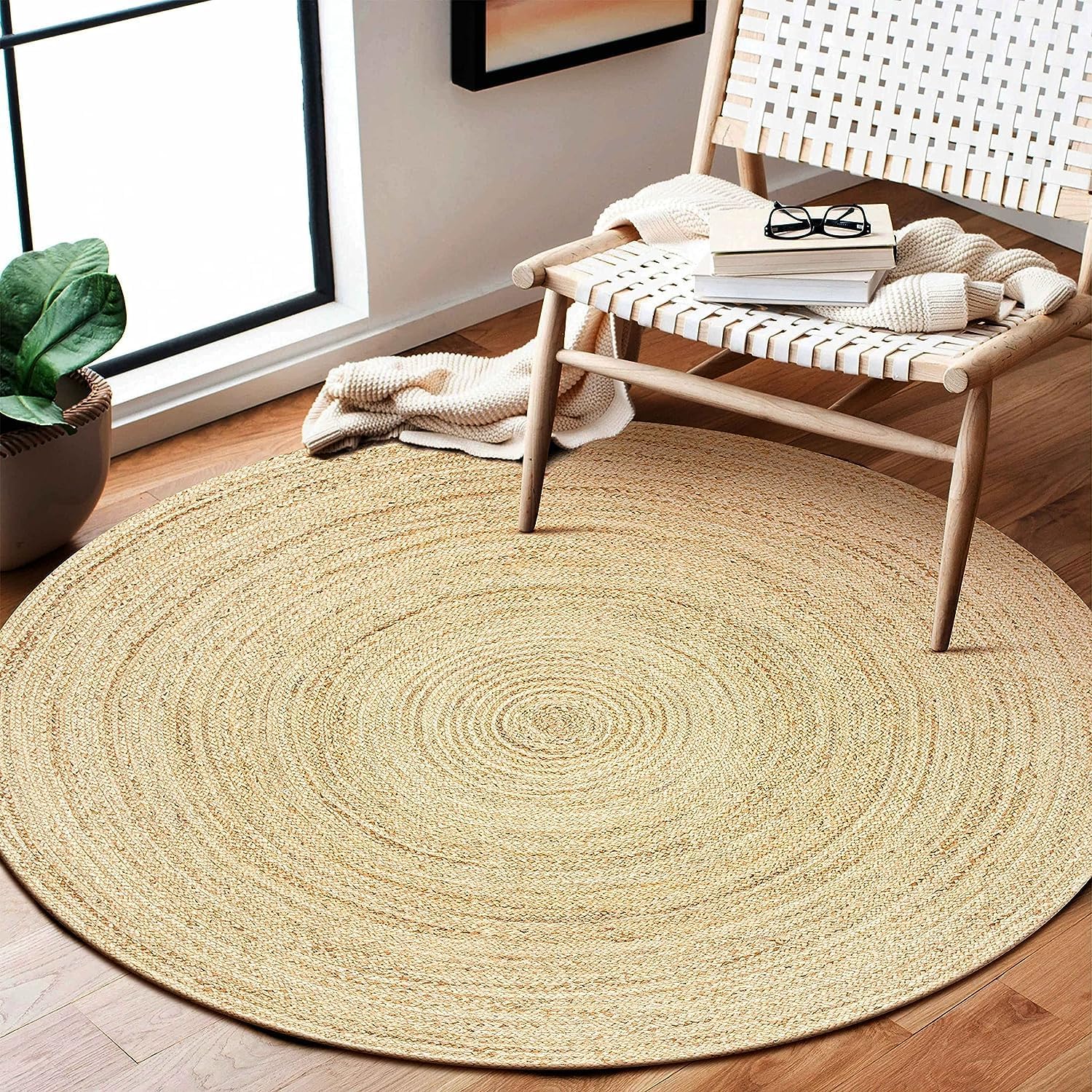 3ft Round Braided Jute Rug