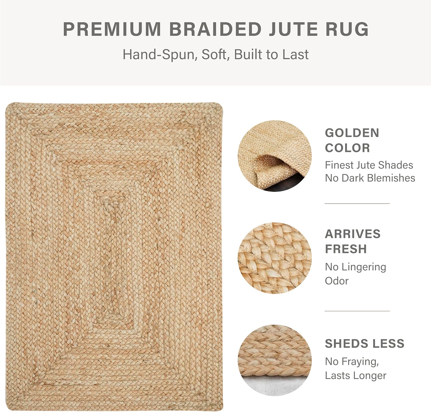 3x5 Golden Braided Jute Rug